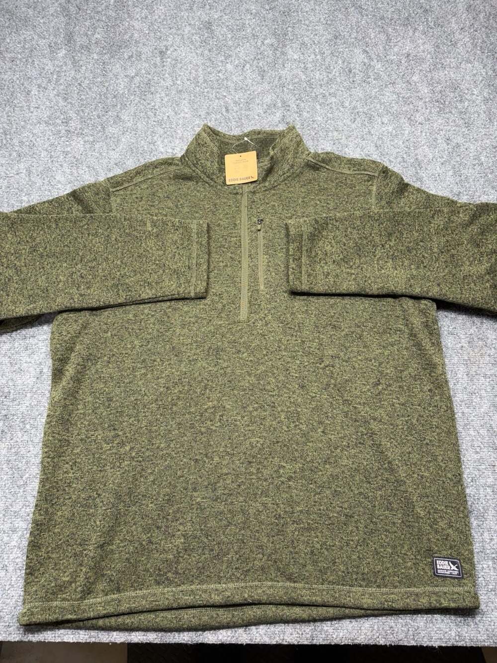 New! Eddie Bauer Radiator Quarter Zip Pullover XL Dark Fatigue marbled green NWT